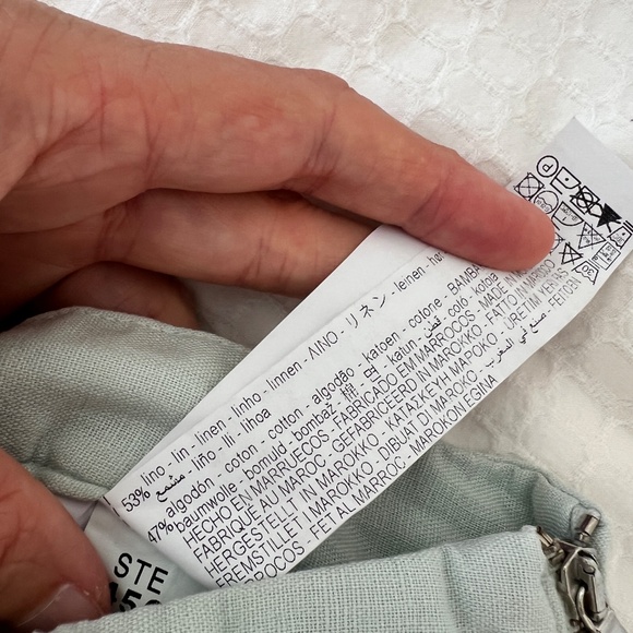 Zara Mint Green Linen Blend Drawstring Detail Skort Short Size Small - Picture 6 of 6